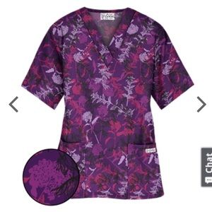 Uniform Advantage Purple & Pink Print Scrub Top